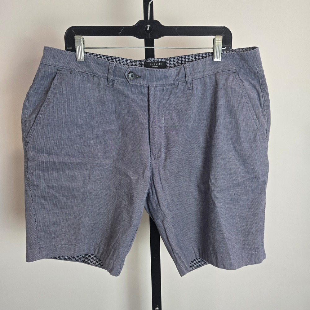 Ted Baker London Beshor TC8M Mens Blue Micro Pattern Cotton Shorts Size 38R